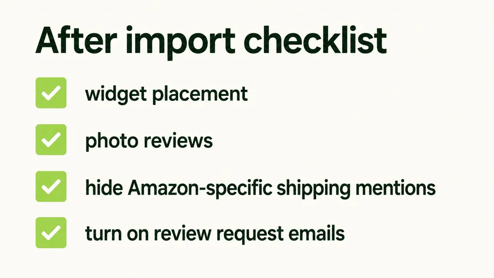 Checklist after importing Amazon reviews to Shopify